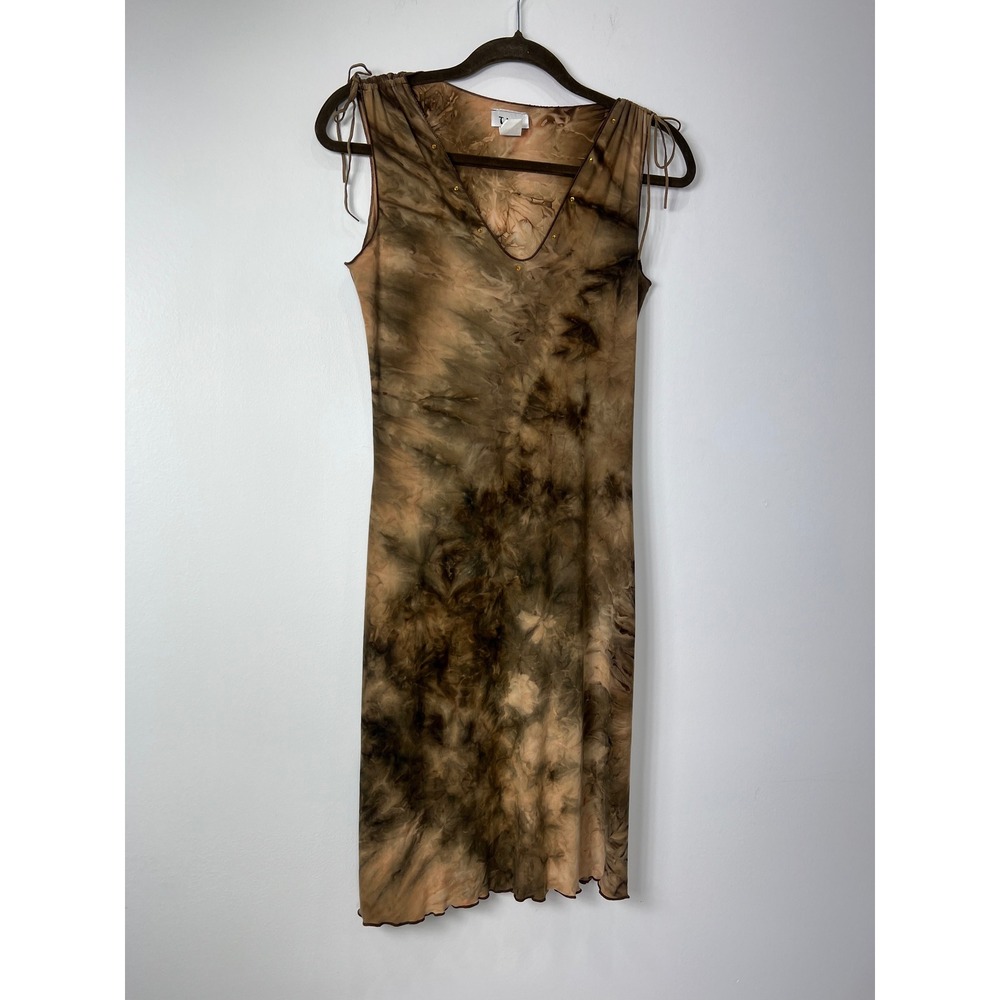 Taboo Y2K Brown‎ Tie-dye Lettuce Hem Dress Size M